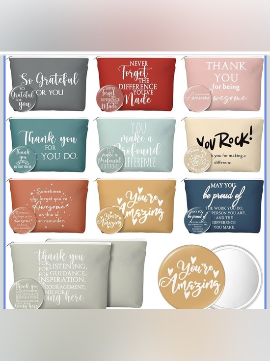 Handbags - Motivational Zip Pouch with Mirror (pick your color)